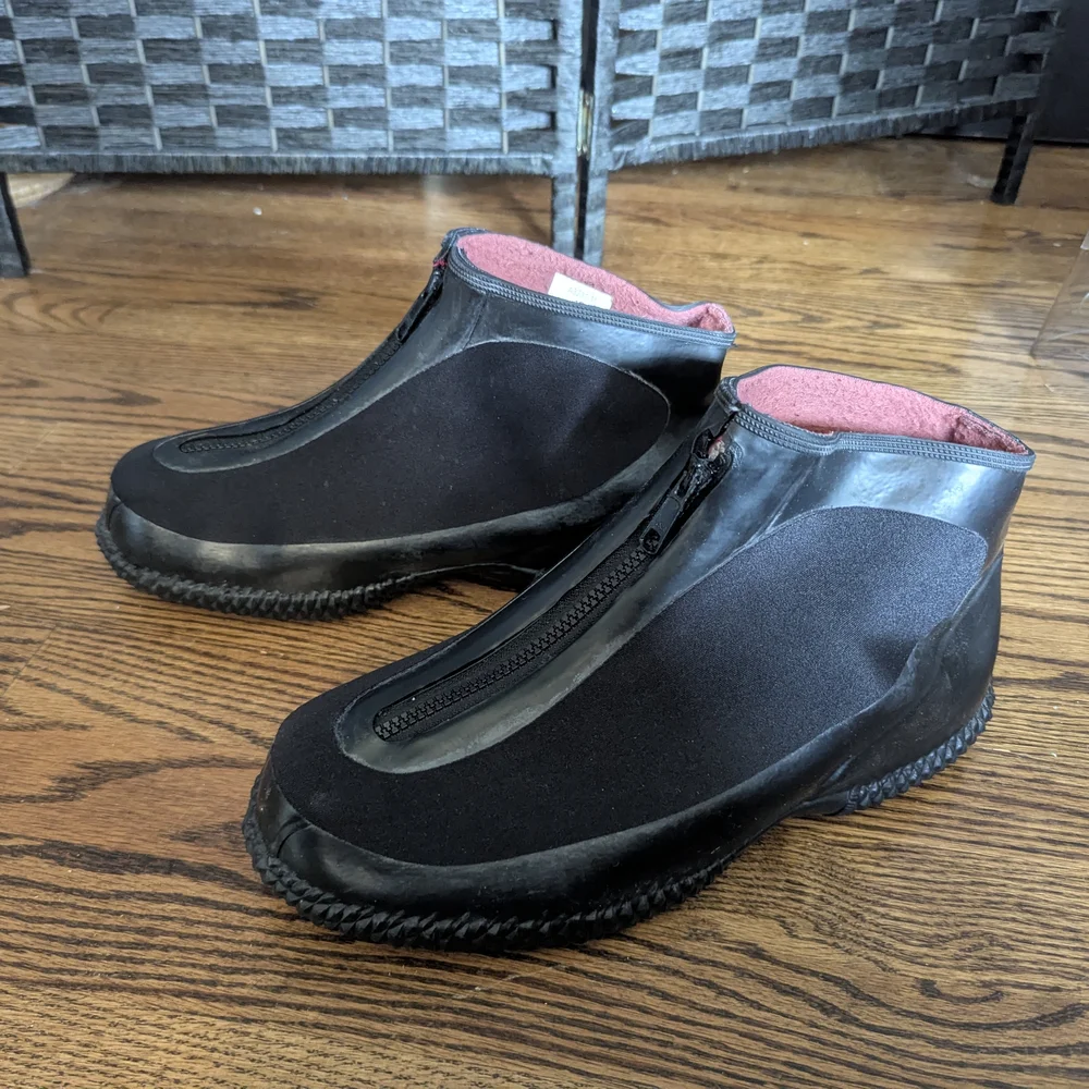 ACTON Black Rain Snow Boots Elastic Panels Waterproof Shoes Flannel Lined 10